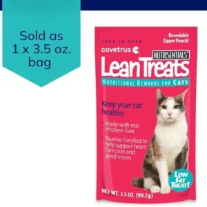 Covetrus Nutrisential Lean Treats for Cats – Soft Cat Treats for Small, Medium, Large Cats – Nutritional Low Fat Bite Size Feline Treats – Chicken Flavor – 1 Pack – 3.5oz