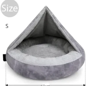 Cozy Soft Dog Bed with Hooded Blanket, Round Calming Hooded Cozy Cave Dog Beds for Small and Cats, Non-Slip Bottom & Machine Washable Pet Beds,A,S