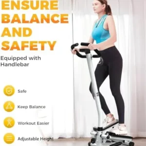 CUANBOZAM Stepper with Handlebar for Home, Space Saving, 300LB Weight Capacity, Stair Stepper for Exercises, Home Stepper Cardio Machine Suitable Beginners/Seniors/Adults- White