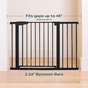 Cumbor 29.7-46″ Baby Gate for Stairs, Mom’s Choice Awards Winner-Auto Close Dog Gate for the House, Easy Install Pressure Mounted Pet Gates for Doorways, Easy Walk Thru Wide Safety Gate for Dog, Black