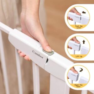 Cumbor 29.7″-51.5″ Baby Gate Extra Wide, Mom’s Choice Awards Winner-Safety Dog Gate for Stairs, Easy Walk Thru Auto Close Pet Gates for The House, Doorways, Child Gate Includes 4 Wall Cups,White