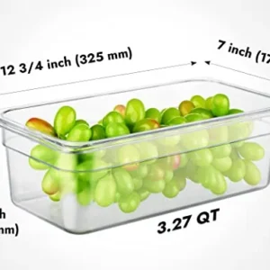 CURTA 6 Pack NSF Food Pans, 1/3 Size 4 Inch Deep, Commercial Polycarbonate Plastic Clear Freezer-Safe