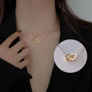 Cute Heart Necklace Tiny 14k Gold Heart Pendant Choker Necklaces Small Gold Love Open Heart Chain Necklace for Women Dainty Gold Necklace Gifts for Her (A)