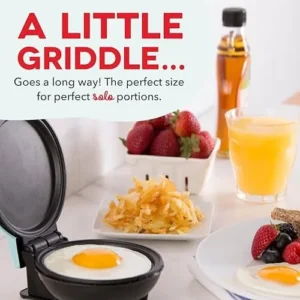 DASH Mini Maker Electric Round Griddle for Individual Pancakes, Cookies, Eggs & other on the go Breakfast, Lunch & Snacks with Indicator Light + Included Recipe Book – Aqua,4 Inch