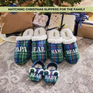 Dearfoams Men’s Gifts for Men Matching Christmas Papa Bear Slipper