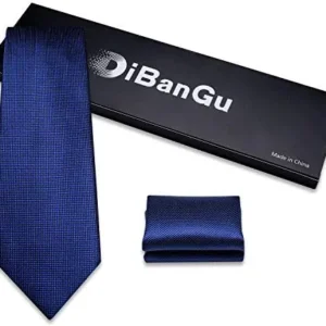 DiBanGu Solid Tie Men’s Silk Tie Handkerchief Woven Necktie and Pocket Square Set