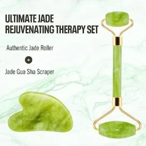 Disemot Jade Roller & Gua Sha Facial Tools, Natural Anti-Aging Jade Beauty Skin-Care Tool Face Roller to Rejuvenate Facial Skin Cooling, Slimming & Firming, Great as Stocking Stuffers