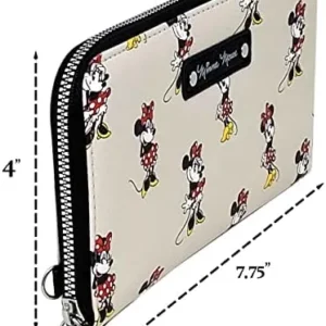 Disney Wallet Wristlet Zip Clutch Faux Leather (Minnie Mouse Cream)