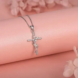 Distance Cross Necklace for Women 925 Sterling Silver Jewelry Pendant Necklace for Girls Mom Wife Gift for Mother’s Day or Birthday