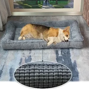 Dog Beds Mattress Crate Pad for Medium/Large Dogs Fit Metal,Ultra Soft, Washable & Anti-Slip Kennel Pad for Dogs Cozy Sleeping Mat,Gray 36inch