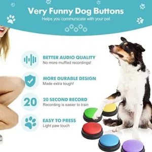 Dog Buttons for Communication Starter Pack, Dog Buttons Talk, Training Pet to Speaking Buttons, Speech Buttons with Words Voice Record Buttons, Push Buttons to Talk-Dog Gifts & Stuff