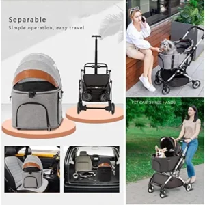 Dog & Cat Stroller Separable Pet Strollers for Small Mediun Dogs / 2 Cats Pet Carrier Trolley Aluminum Bracket