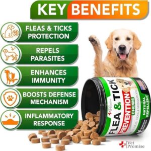 Dog Flea and Tick Treatment Chewable – Flea and Tick Prevention for Dogs – All Natural Dog Flea & Tick Control – Oral Flea Pills for Dogs Supplement – Flea and Tick Chews for Dogs – Made in USA