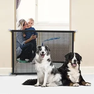 Dog Gate for Stairs Pet Gates for The House: Dogs Screen Mesh Gate for Doorways Stairways Indoor Safety 29 inches Tall, 38 inch Wide