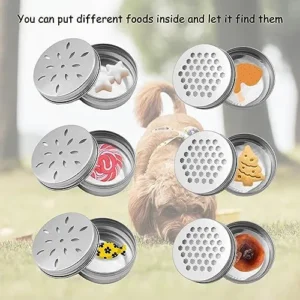 Dog Scent Work Tins, 6Pcs Dog Scent Training Box,Dog Nose Work Metal Containers,Dog Scent Training Kit,Smell Training Canisters Aluminum Tin Cans with Hollow Lids for Dogs Training Behavior Aids