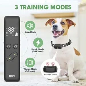 Dog Shock Collar – Electric Dog Training Collar with Remote 1600FT, Rechargeable E-Collar Waterproof Collars with 3 Training Modes, Security Lock for All Breeds, Sizes