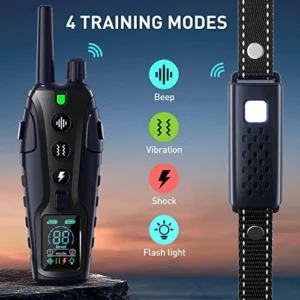 Dog Shock Collar Waterproof with Flashing Light for Night Walks,Dog Training Collar with Adjustable Pitch Beep,Vibration,Shock and Keypad Lock,Dog Training Collar with Remote 4000FT,Shock Collar Dog