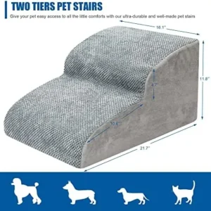 Dog Stairs for Small Dogs – High Density Foam Dog Ramp, Extra Wide Pet Steps with Non-Slip Bottom for High Beds, Couche and Sofa, Best for Dogs Injured, Older Dogs Cats, Pet with Joint Pain