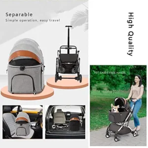 Dog Strollers & Cats Pushchair 3 in 1 Luxury Folding Pet Stroller/cat Carrier Bag Frame Outdoor