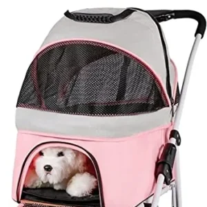 Dog Strollers Premium Pet Stroller for Medium Small Dogs Foldable 4 Wheel Cat Strollers Carrier Breathable