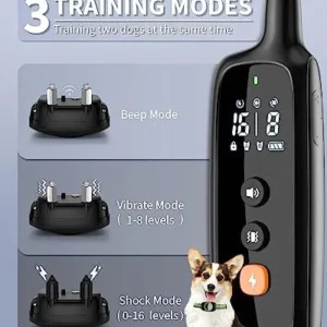 Dog Training Collar with Remote – Rechargeable Waterproof E-Collar for Large, Medium and Small Dogs, 3 Training Modes, Range up to 3300Ft