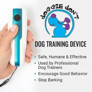 Doggie Don’t Device Blue – Bark & Behavior Deterrent Device Invented by US Company to Deter Bad Dog Behavior – Humane, Loud Noise Maker w/No Spray/Shock (Includes Replaceable Long-Lasting Batteries)