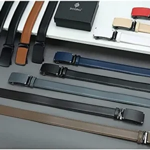 DOOPAI Belt Men, 2 Pack Ratchet Belt Dress Adjustable 1 3/8″ Genuine Leather Belt, Size Length Can be Cut, with Gift Box