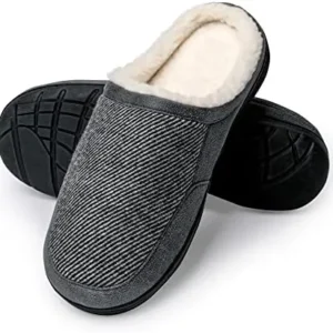 DREAM PAIRS Men’s Cozy Memory Foam Slippers with Fuzzy Wool-like Lining, Slip-on Washable Indoor Outdoor House Shoes