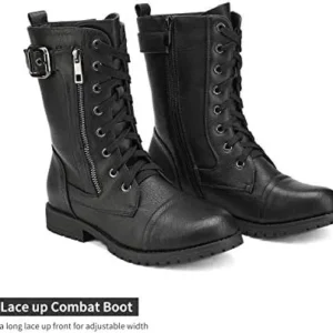 DREAM PAIRS Women’s Ankle Bootie Winter Lace up Mid Calf Military Combat Boots