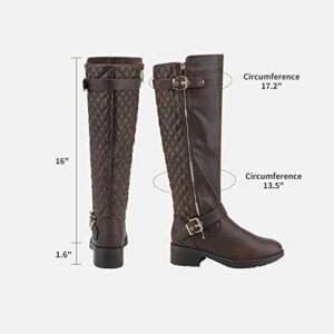 DREAM PAIRS Women’s Wide Calf Knee High Boots, Low Stacked Heel Riding Boots