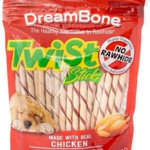 DreamBone Twist Sticks, Made With Real Chicken, Rawhide-Free Chews for Dogs, 50 Count