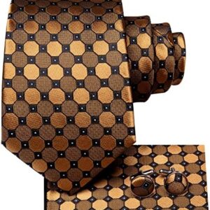 Dubulle Mens Tie Set Solid Paisley Novelty Silk Necktie for Men with Cufflinks Tie and Pocket Square