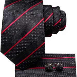 Dubulle Mens Tie Sets Woven Paisley Stripes Neckties Pocket Square Cufflinks Business Wedding