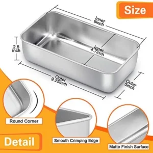 E-far Loaf Pan for Baking Bread, 9 x 5 Inch Stainless Steel Baking Loaf Pans, Metal Bakeware for Bread Meatloaf Cake Brownies, Healthy & Non Toxic, Easy Release & Dishwasher Safe – Set of 3