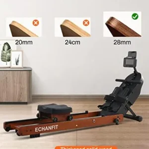 ECHANFIT Magnetic/Water – Rowing – Machine for Home Use with 16 Levels Adjustable Resistance/Bluetooth Monitor, App Supported, Wood Foldable Rower Machine 330-350lbs Max Load with Phone Holder