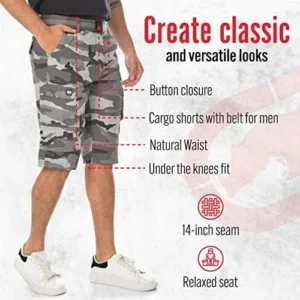 Ecko Cargo Shorts for Men – Twill Camo Mens Cargo Shorts with Belt Big and Tall