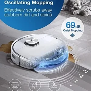 ECOVACS DEEBOT T9+ Robot Vacuum and Mop Combo with Auto-Empty Station, Precision Laser Mapping, 3D Maps, Oscillating Mopping, 3000Pa Suction, Hands-Free Cleaning for Up to 60 days, Air Freshener,White