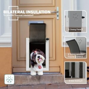 Eillion Double-Flap Pet Door for Doors, with Closing Panel and Lock, Dog Door and Cat Door with Aluminum Frame, Adjustable Passage, Durable Design Suitable for Pets Up to 40 lbs. Medium Size