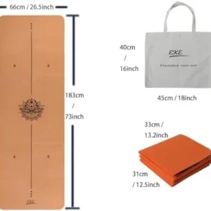 EKE Folding Yoga Mat, Standard Size, Foldable, Lightweight and Portable, Suitable for Yoga, Pilates, Fitness, Sports, Training, Comes with Canvas Bag Good Gift