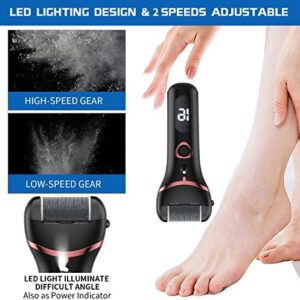 Electric Foot Callus Remover, Rechargeable Portable Electronic Foot File Pedicure Kits, Waterproof Foot Scrubber File, Professional Pedicure Tools, Foot Care for Dead Skin Ideal Gift, 3 Rollers