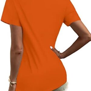 Elesomo Women Shirts V Neck Short/Long Sleeve Cotton Tops T-Shirt Basic Tees