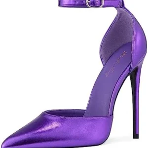 Elisabet Tang High Heels, Women Pumps D’Orsay Ankle Strap Pointed Toe Stiletto Heels Party Wedding Shoes