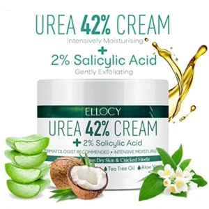 Ellocy Urea 42% Foot Cream for Dry Cracked Heels, Salicylic Acid, 5.29 Oz, Cracked Heel Repair for Dry Cracked, Callus Remover, nail repair cream, foot lotion for dry cracked feet