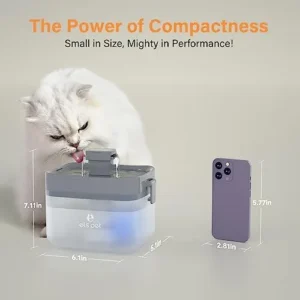 ELS PET Automatic Cat Water Fountain – USB Ultra-Quiet 1.5L Translucent Mini Tank for Small to Medium Cats