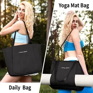 EnjoyActive Yoga Mat Bag, Full Zip Yoga Bag with 1/4″ 1/3″ Thick Yoga Mat Carrier, Multi Pocket Tote Bag for Women Gym Travel