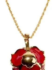 Eternal Rose Necklace – 24k Gold Dipped Rose Women’s Pendant Necklace – Valentine’s Day Gift for Her