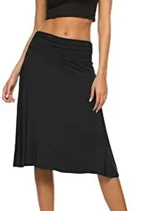 EXCHIC Women’s Stretchy Ruched Waist Casual Flared Yoga Skirt