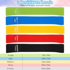 Exercise Bands Resistance Loop Multipurpose – Perfect Exercise Companion for Fitness, Stretching, Strength Training, Physical Therapy, Booty Legs, Crossfit Training, Suitable for Everyone, Pack of 5