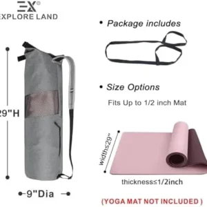 Explore Land Oxford Yoga Mat Storage Bag with Breathable Window and Large Pocket for Up to 1/2 1/4 Inches Thick Yoga Mat