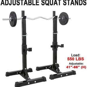 F2C Max Load 550Lbs Pair of Adjustable 40″-66″ Squat Rack Sturdy Steel Squat Barbell Free Bench Press Stands GYM/Home Gym Portable Dumbbell Racks Stands (one pair/two pcs)